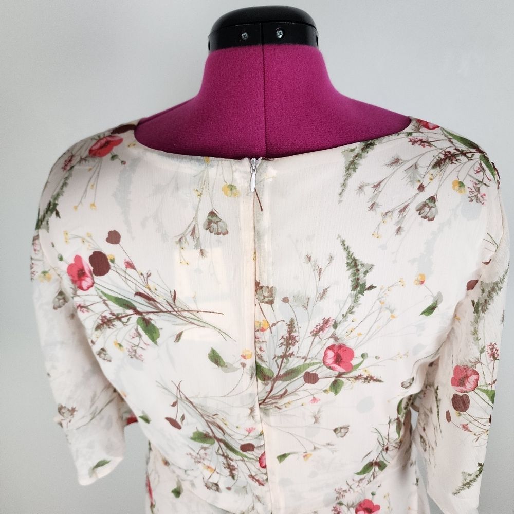 NWT Bobeau Rose Floral Chiffon Midi Dress Pink XL Romantic Coquette Boho - Picture 10 of 16